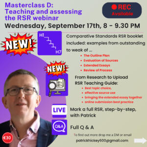 Masterclass D. Marking and Teaching the LC History RSR